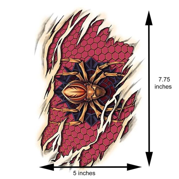 3 pcs Temporary Tattoo, Red Cross, Spider, 3D Shark Body Tattoos Half Sleeve - Picture 5 of 8